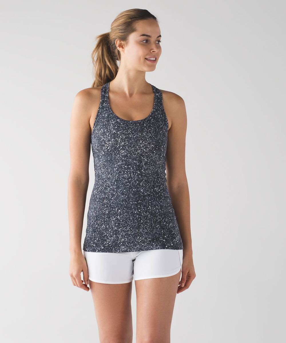 Lululemon Cool Racerback Tank Top in Mini Splatter Print White Black size 4